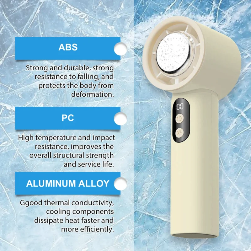 Xorita Beige Ice Pack Handheld Fan - Portable Mini Desktop Cooling Fan - Image 3