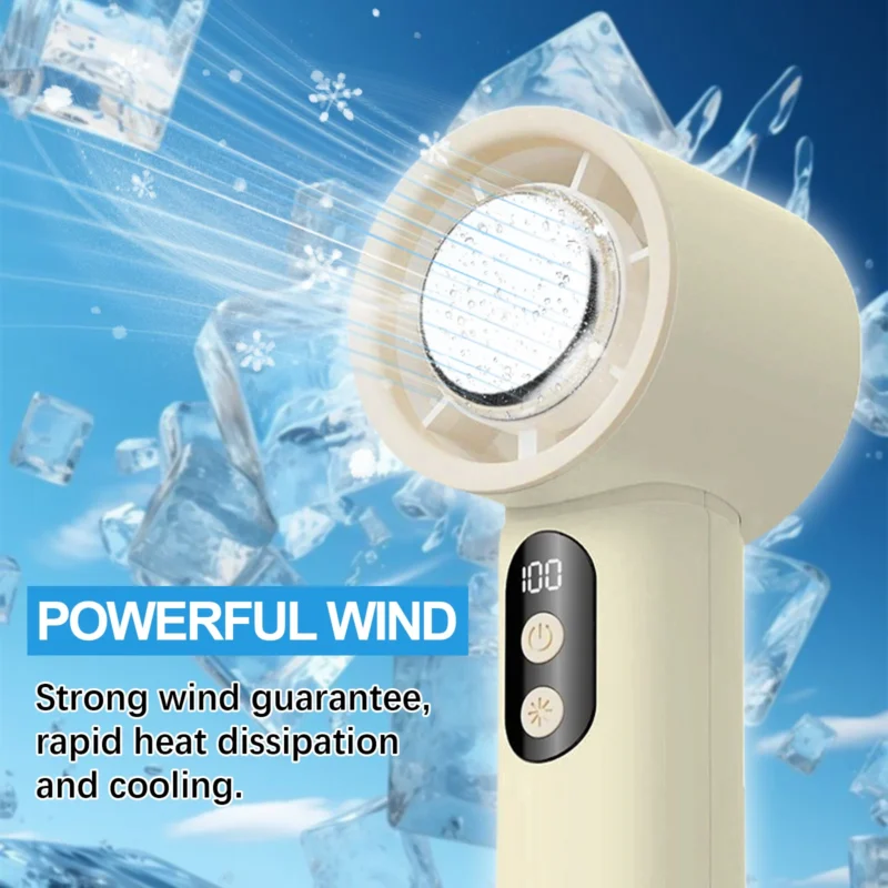 Xorita Beige Ice Pack Handheld Fan - Portable Mini Desktop Cooling Fan - Image 4