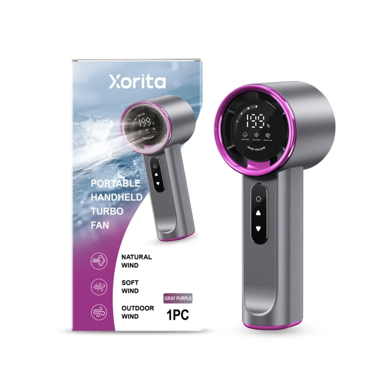 Xorita Grayish-Purple Handheld Fan: 3 Speeds, Fast Charge, Long Battery