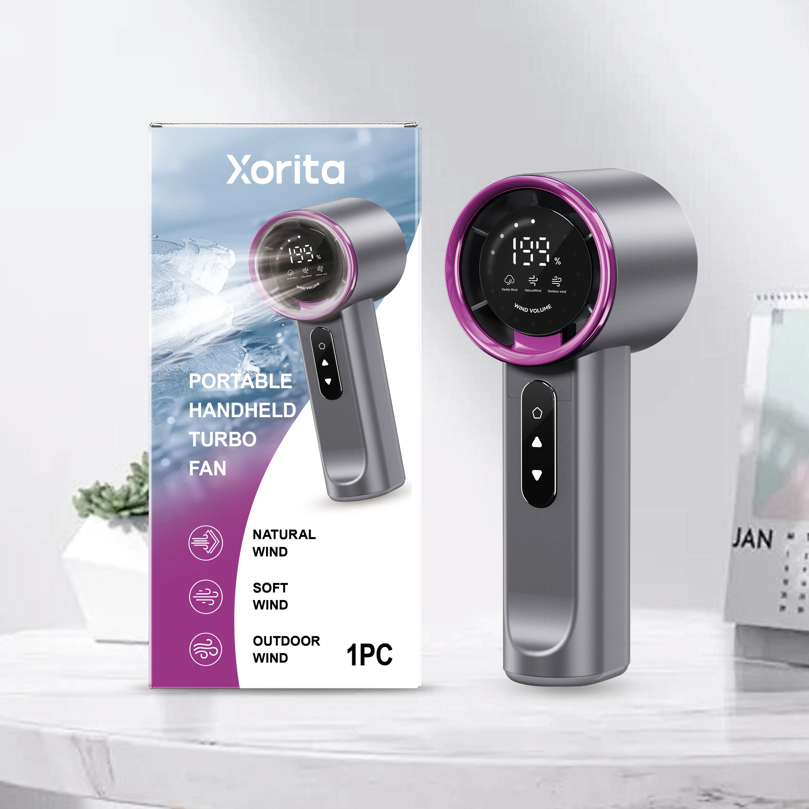 xorita grayish purple handheld fan Xor HX 07 60
