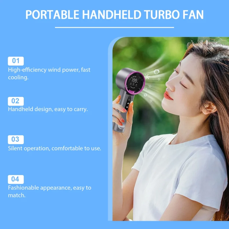 Xorita Grayish-Purple Handheld Fan: 3 Speeds, Fast Charge, Long Battery - Image 3
