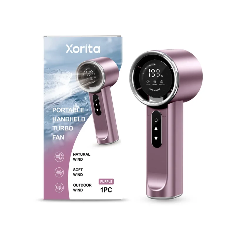 Xorita Purple Handheld Fan - 3 Adjustable Speeds, Fast Charge, Portable