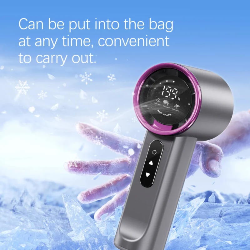 Xorita Purple Handheld Fan - 3 Adjustable Speeds, Fast Charge, Portable - Image 4