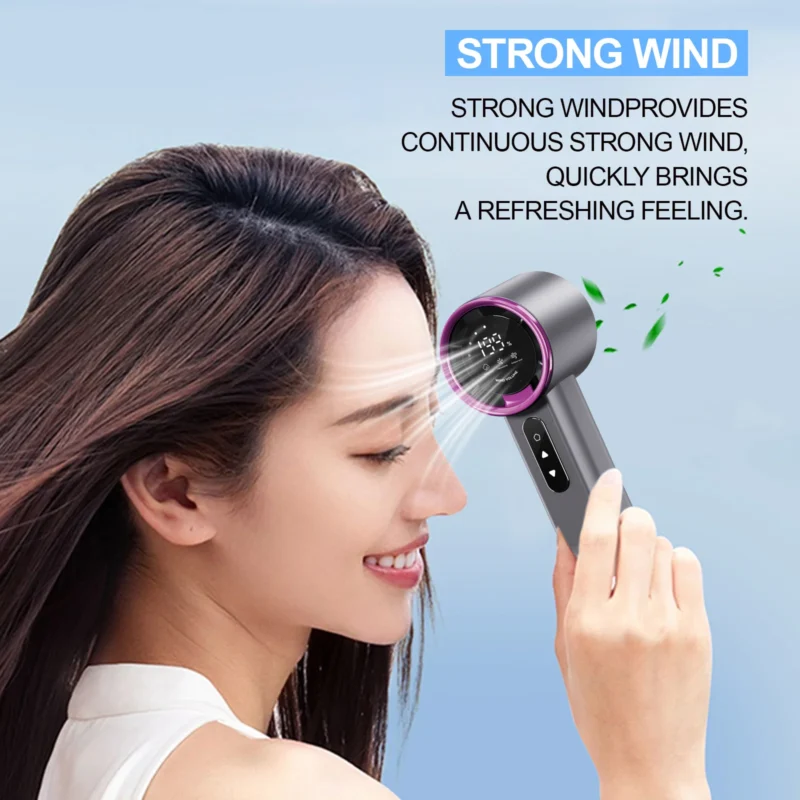 Xorita Purple Handheld Fan - 3 Adjustable Speeds, Fast Charge, Portable - Image 5