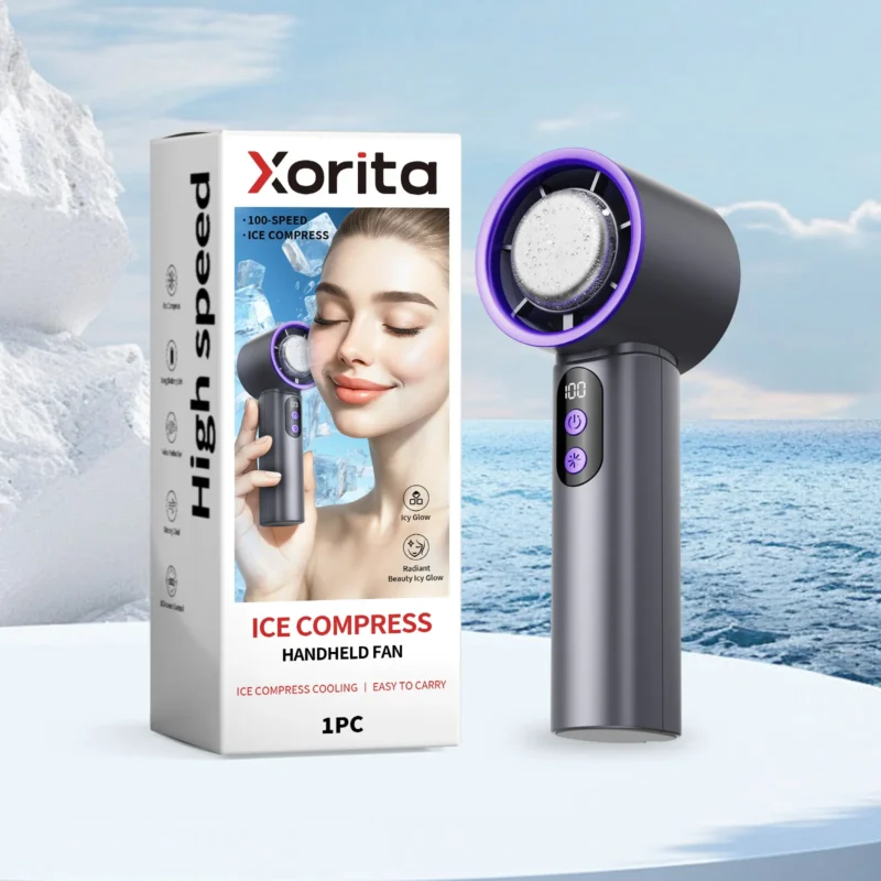 Xorita Roland Grey Ice Handheld Portable Mini Fan with Cooling and Charging - Image 2