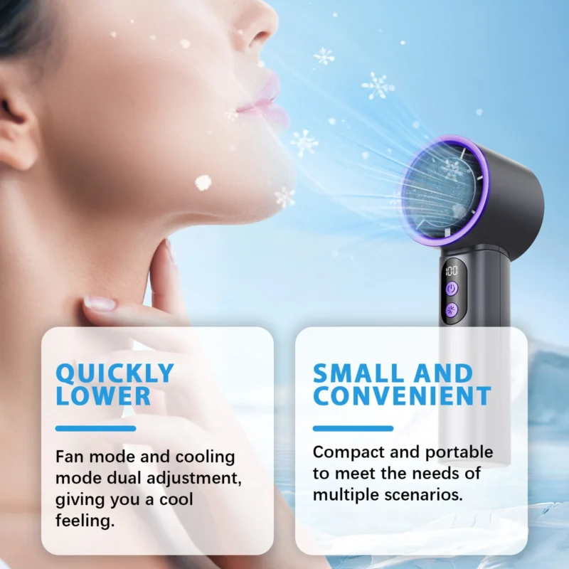Xorita Roland Grey Ice Handheld Portable Mini Fan with Cooling and Charging - Image 4