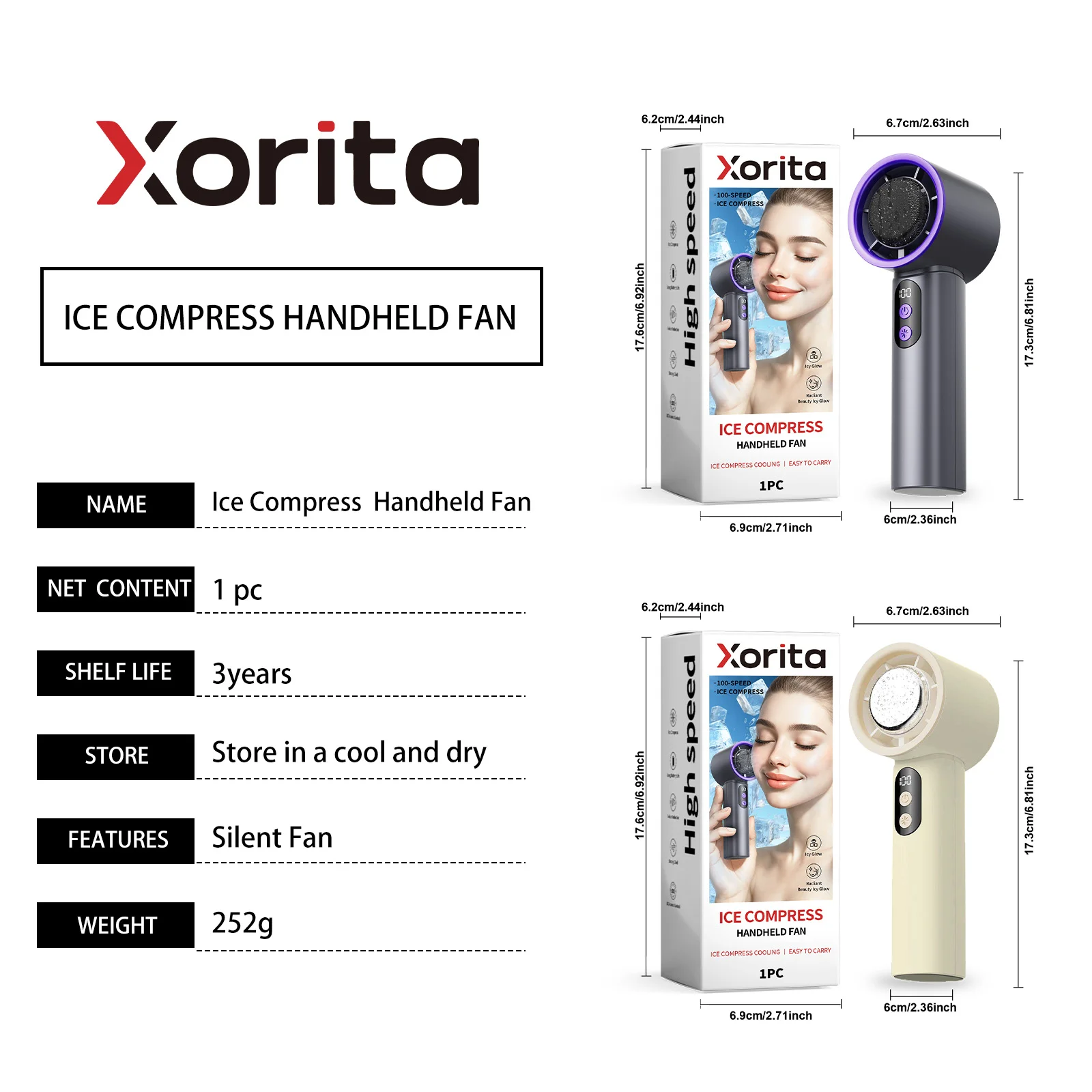xorita roland grey ice handheld mini fan Xor HX 03 33