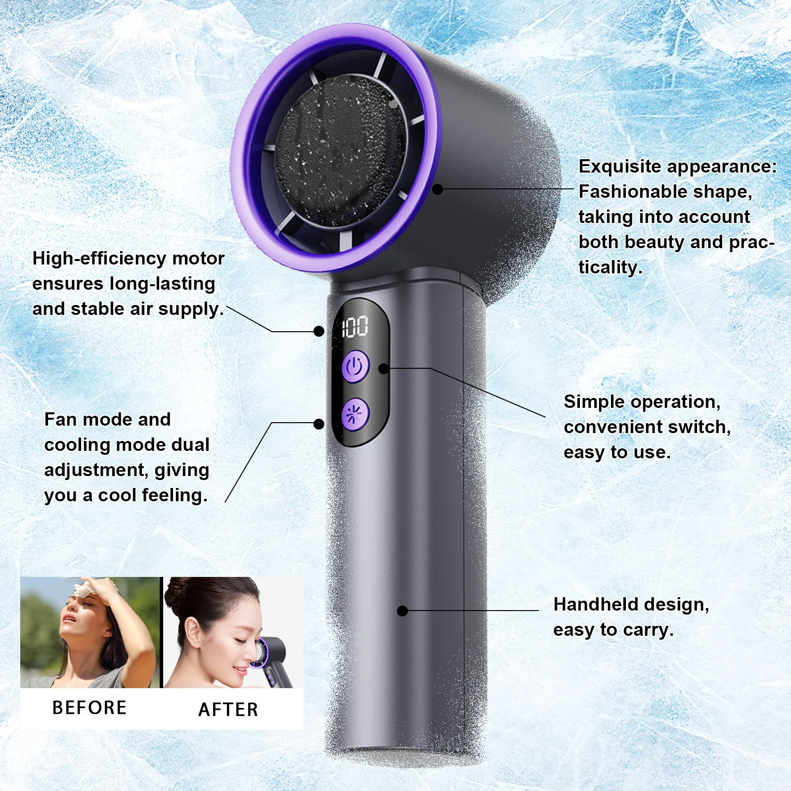 xorita roland grey ice handheld mini fan Xor HX 03 34